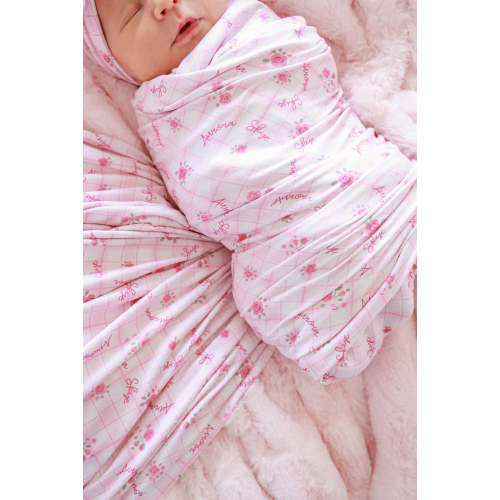 Personalized Swaddle Blanket in Primrose Plaid | Caden Lane
