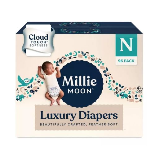 Millie~Moon Luxury Diapers - Size Newborn - 96 Count.