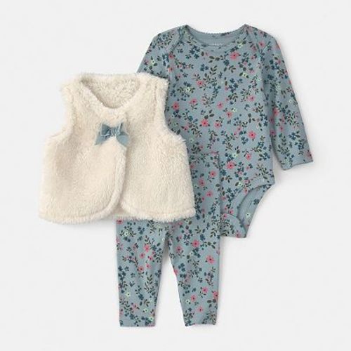 Baby Girl Carter's 3-Piece Floral Teddy Fleece Layering Set