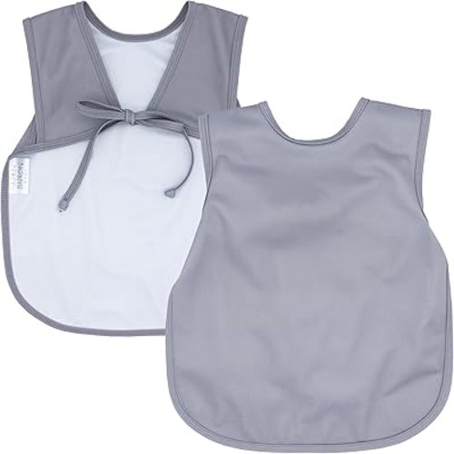 BapronBaby Minimalist Slate Bapron - No Neck Tie Safer Bib for Baby & Toddler - Soft Waterproof Stain Resistant - Machine Washable - Sz Baby/Toddler 6m-3T
