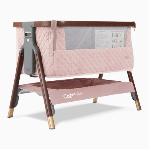 Tutti Bambini CoZee Luxe Bedside Crib - Walnut/Blush Pink