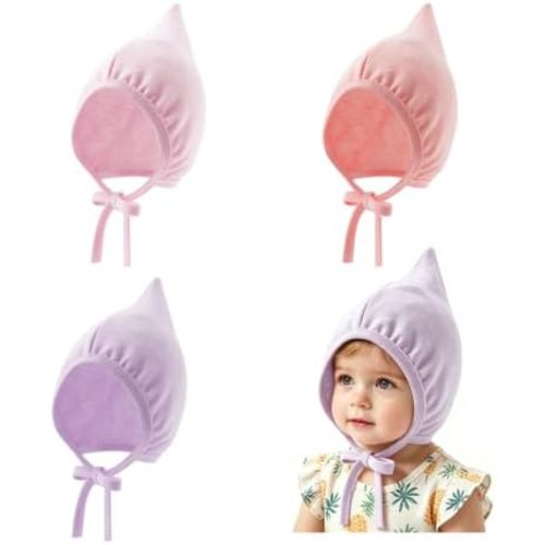 Newborn Baby Hospital Hat Soft Cotton Infant Pointed Hat with Adjustable Tie Cute Beanie Cap for Baby Boys Girls