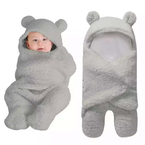 Warm Fleece Infant Sleep Bag with Feet Newborn Baby Wrap Blanket Ears Hooded Swaddle Sack Wraps Stroller Crib Sleeping Bag Sack Photography Prop for 0-6 Months - Walmart.ca