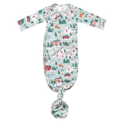 Newborn Knotted Gown - Snowy Slopes
