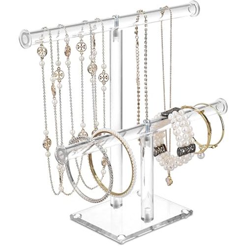 MOOCA Acrylic 2-Tier T-Bar Bracelet & Necklace Display Stand