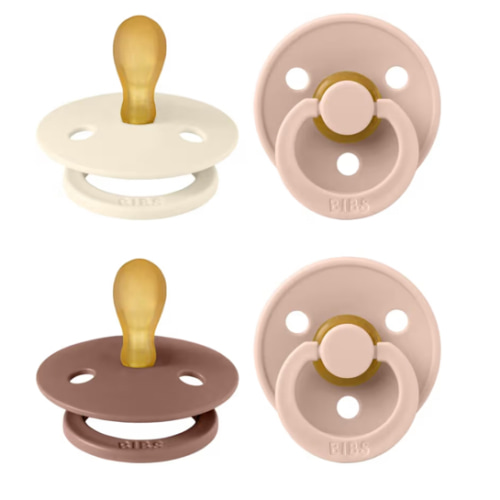 Amazon.com : BIBS Colour Pacifier with Symmetrical Nipple| Natural Rubber Baby Pacifier | Set of 4 BPA-Free Soothers | Made in Denmark | Blush Mix| Size 0-6 Months : Baby
