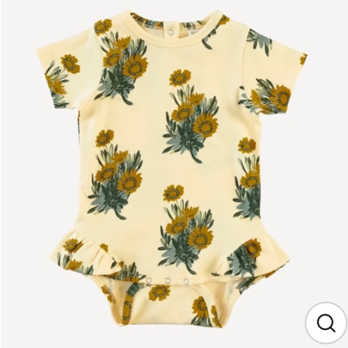 short sleeve ruffle leg bodysuit | calendula | organic cotton interloc – kate quinn