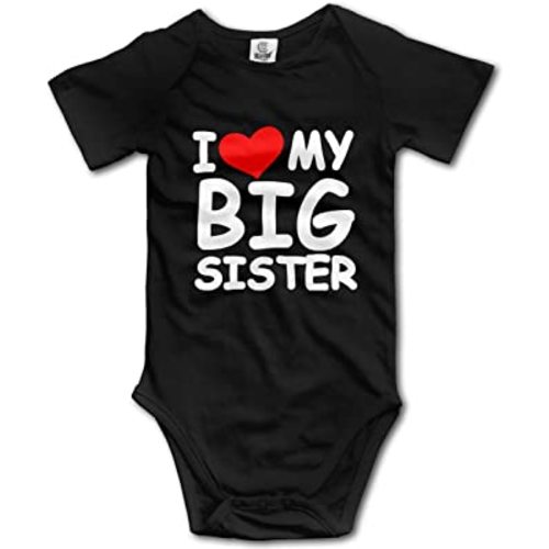 I Love My Big Sister Infant Romper Cotton Newborn Baby Short Sleeve Bodysuit Funny Jumpsuit for Baby Black