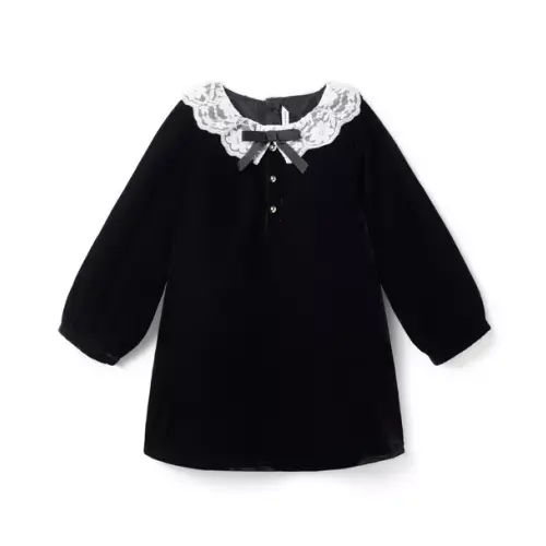 Black The Velvet Lace Collar Dress by Janie and Jack