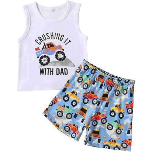 Baby Boy Clothes Toddler Boy Summer Outfits Kids Sleeveless Tank Tops Shorts Set Letter Print Hawaii Beach Clothes