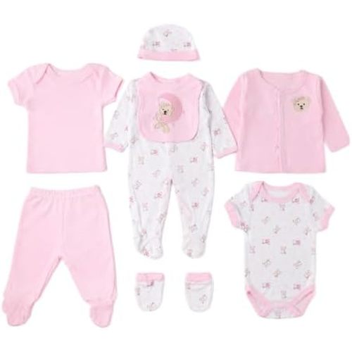 Baby Clothing Sets Unisex 8‑Piece Newborn Layette Essential Gift Bodysuit Outfit