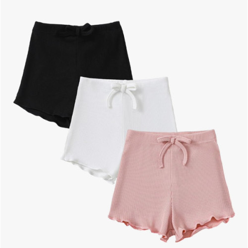 SOBOWO Toddler Girl Shorts Ribbed 3 Pack Baby Girls Solid Soft Elastic Waist Casual Playing Shorts Summer Short Pants