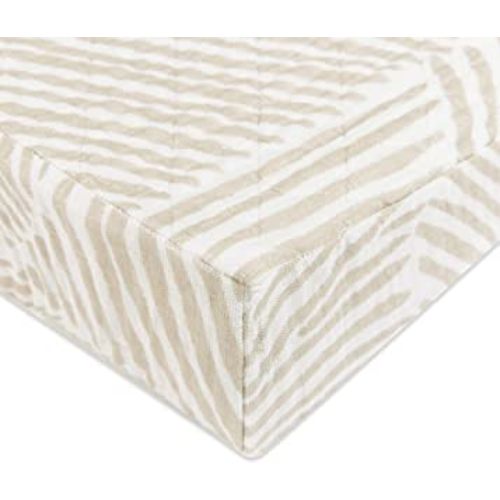 Babyletto 100% Quilted Organic Cotton Changing Pad Cover, GOTS-Certified, Fitted 360°, Ultra-Soft and Breathable Muslin - Oat Stripe