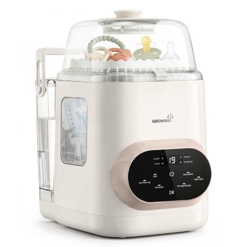 GROWNSY EaseClean Pro Bottle Washer & Sterilizer & Dryer, Visible Cleaning | All-in-One Wash, Sterilize & Dry, Deep Cleans Baby Bottles & Pump Parts, Hands-Free Care with Self-Cleaning & Night Light