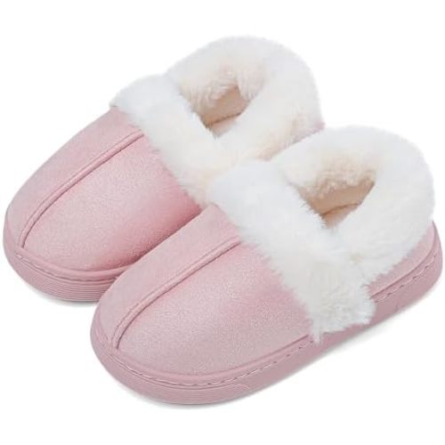 MK MATT KEELY Kids Slippers Girls Boys Winter Warm Fuzzy House Slippers Toddler Non-Slip Plush Lined Soft Memory Foam Indoor Outdoor Home Shoes