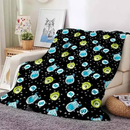 Monsters Inc Throw Blanket, Flannel Cute Monsters Inc House Themed Stuffed Soft Nap Throw Blanket for Home Decor Gifts