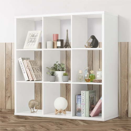 White Cube Storage Unit, 3-tier Bookcase with 9 Cube Storage Unit, Open Display Bookcase with Removable Back Panels for Living Room, Home Office, Bedroom