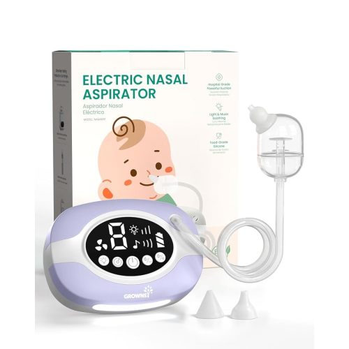 GROWNSY Electric Nose Suction for Baby, Hospital-Grade Nasal Aspirator with Night Light,Soothing Lullabies, Baby Nose Sucker with 9 Adjustable Suction Levels