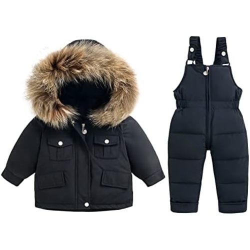 Mokitoni Toddler Boys Snowsuit Snow Pant and Jacket Bib Winter Baby Coat Kids Clothes 2T