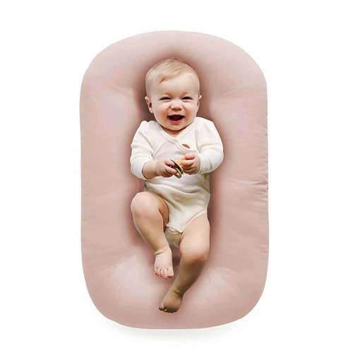 BESTSKY 100% Cotton Baby Lounger for Newborn,Baby Play Mat,Tummy Time Mat with Cover for 0-24 Months Newborn Baby,Washable Play Gym Mats for Home Travel-Pink Soft Cotton Baby Lounger Pillow