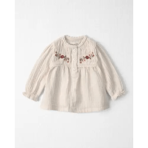 Baby Girl Organic Cotton Embroidered Gauze Top - Little Planet | Carter's