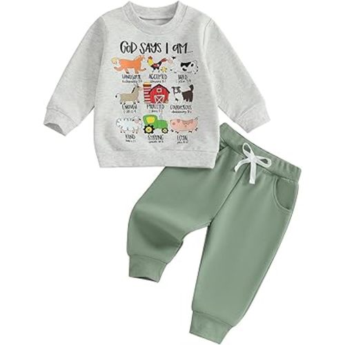 Murnouche Toddler Baby Boy Clothes Fall Winter Outfits Long Sleeve Sweatshirt Casual Pants Set