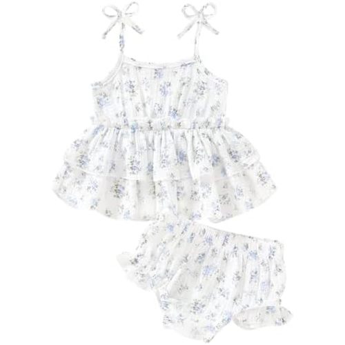 Happy Town Baby Girl Clothes Summer Infant Outfits Sleeveless Tank Tops Newborn Shorts Set Bloomers Toddler Shirt