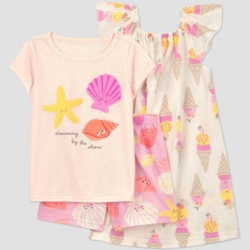 Carter's Just One You® Baby Girls' Shells Pajama Set with Gown 3pc - Light Pink 12M