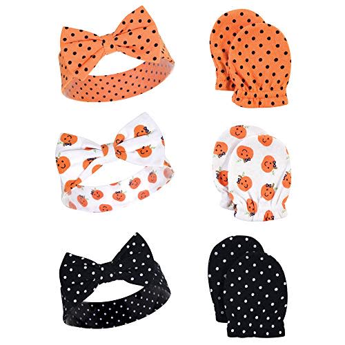 Hudson Baby Baby Girls' Cotton Headband and Scratch Mitten Set