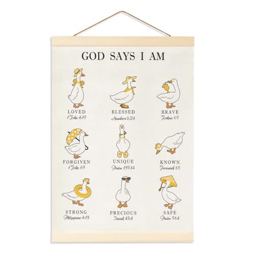Silly Goose Nursery Decoration, Bible Verses for Nursery Decor, Inspirational Christian Wall Art, Excellent Room Decor for Kids, Toddler, Playroom, and Bedrooms, God Say I Am Hanging Flag Banner
