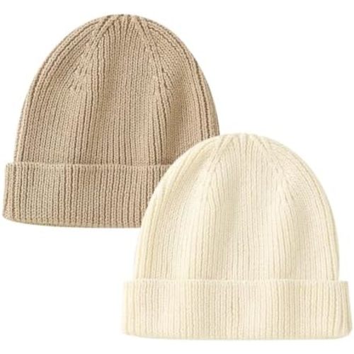 Hadetoto Cotton Baby Beanie Toddler Winter Hat, 2 Pack
