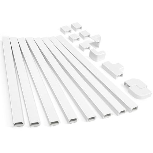 126in Cord Hider Kit, ZhiYo Cord Covers for Wall Mounted TV, Paintable Wire Cover for Cords, TV Cable Hider Wall Kit, Cable Cover Wire Management, White Cord Concealer, 8 x L15.7in W0.95in H0.55in