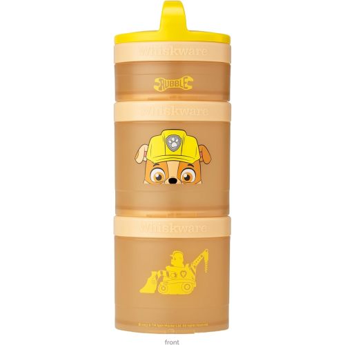 Whiskware Paw Patrol Stackable Snack Containers for Kids and Toddlers, 3 Stackable Snack Cups for School and Travel, Rubble