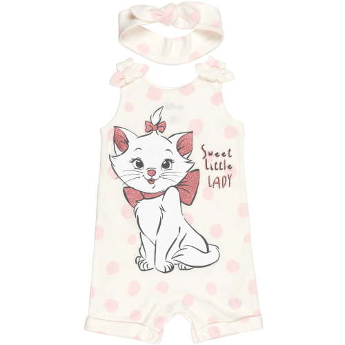 Disney Classics Marie Infant Baby Girls Romper and Headband Newborn to Toddler