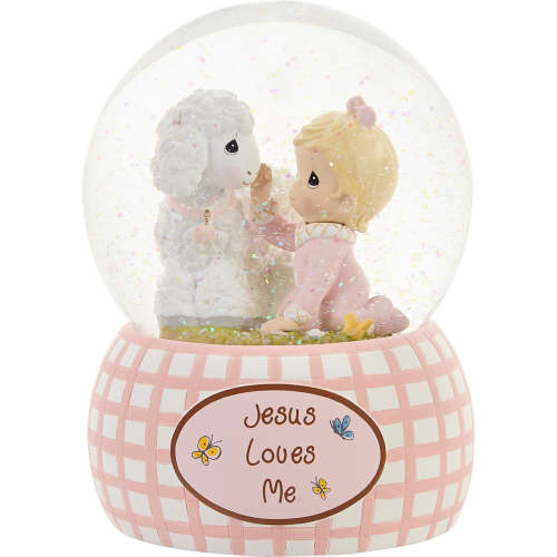 Jesus Loves Me Baby Girl Snow Globe