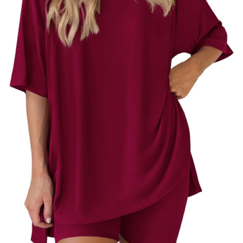 PRETTYGARDEN Women's Two Piece Lounge Set 2025 Summer Casual Oversized Shirts Biker Shorts Matching Airport Travel Outfit