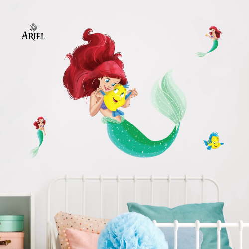Disney Princess Ariel Wall Decal Set - Large 21" Peel and Stick Little Mermaid Vinyl Stickers | Kids Bedroom Playroom Nursery Decor