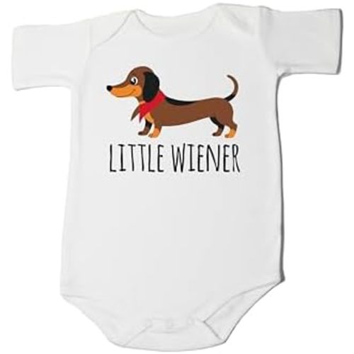 Little Wiener Baby Bodysuit Dachshund Themed New Parents To Be New Best Friend Protected By Dog Pregnancy Announcement