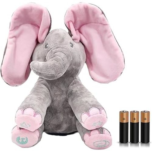 Dimple Kaia Elephant Stuffed Animal Toy - Animated Plush Pink Singing Elephant, Interactive Musical Peek-a-Boo for Babies, Kids, for Toddlers, Ages 0 and Up(Battery Included)