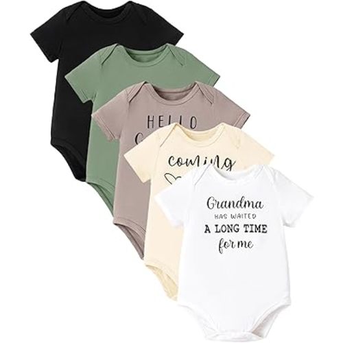PATPAT Baby Bodysuits Supersoft Bamboo Viscose - Short Sleeve Boys and Girls - Newborn Infant Unisex Clothes Pack