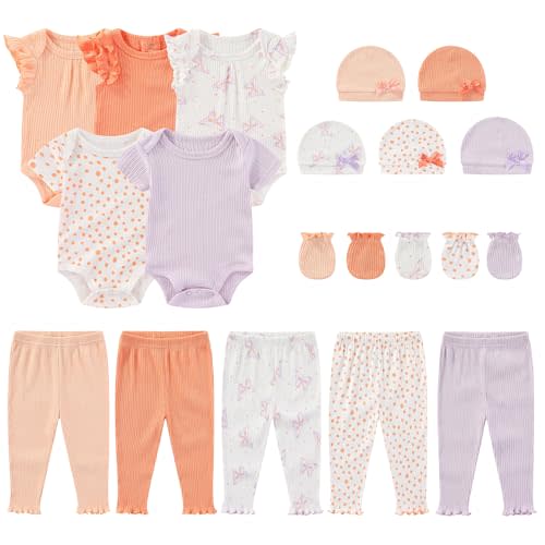 MAMIMAKA Newborn Layette Gift Set 20-Piece Cotton Baby Boy Girl Clothes Essentials and Accessories
