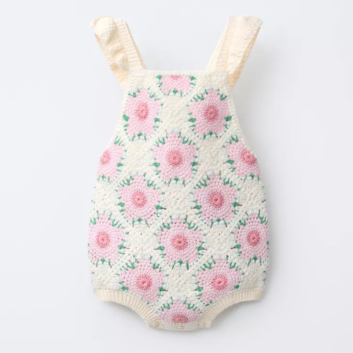 CROCHETED FLOWER ROMPER - Ecru | ZARA United States