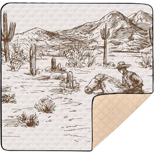 Cowboy Large Sturdy Baby Playmat for Indoor Outdoor Water Resistant Kicking Mat for Baby Toddler Infant, 50'' x 50''