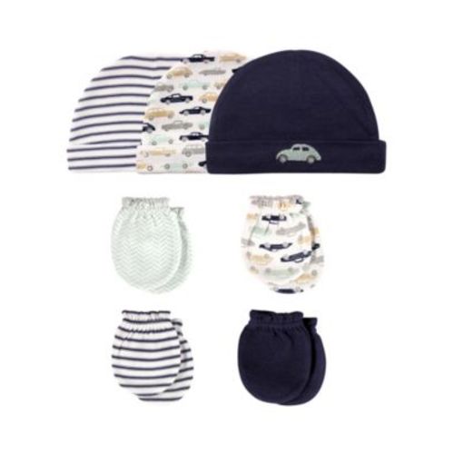Baby Boys 7-Piece Bundle Scratch Mittens & Cozy Caps Collection