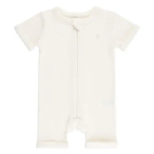 Bilbi Onesie Short Sleeve Zip Rib Organic Snow | Baby Bunting AU