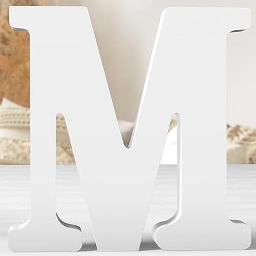 12 Inch White Wood Letters Unfinished Wood Letters for Wall Decor Decorative Standing Letters White Block Letters for Wall Decoration for Craft Home Party Projects (M)