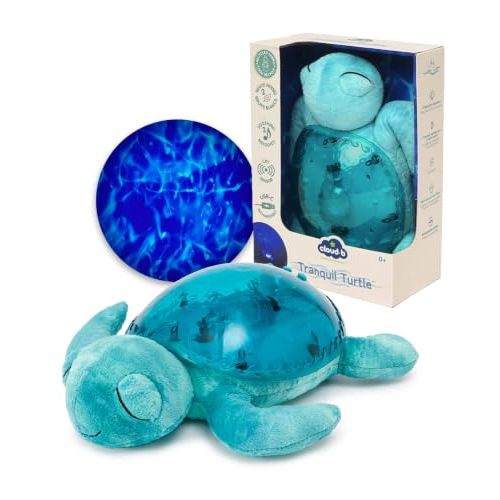 Cloud b Tranquil Turtle Aqua - White Noise Machine Baby, Baby Night Light & Portable White Noise Machine - Soothing Ocean Waves & Underwater Melodies, Cry Sensor, Rechargeable, Eco-Friendly