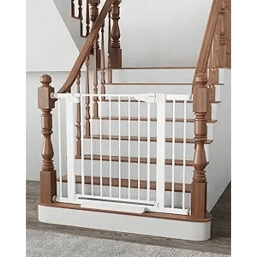 Cumbor 29.7-40.6" Baby Gate for Stairs, Mom's Choice Awards Winner-Dog Gate for Doorways, Pressure Mounted Auto-Close Pet Gates for Dogs Indoor, Safety Child Gate with Easy Walk Thru Door, White