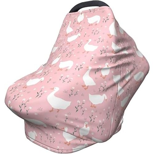 Goose Pink Baby Car Seat Canopy Cover Baby Stuff, Nursing Breastfeeding Covers Infant Carseat Cover for Boys and Girls Newborn Shower Gifts