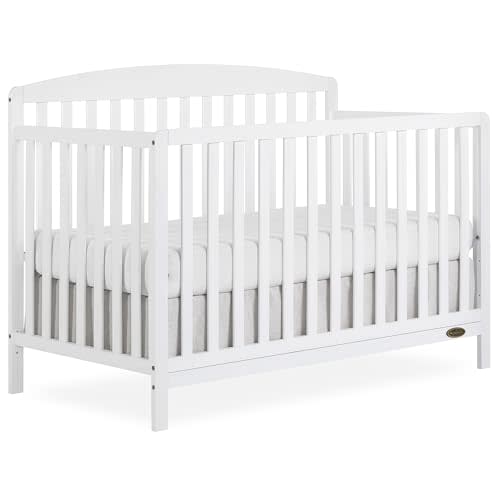 Dream On Me JPMA & Greenguard Gold Certified Odelle 5 in 1 Convertible Crib in White, Built of Sustainable Pinewood, 3 Mattress Height Settings, Non-Toxic Water-Based Paint Finish